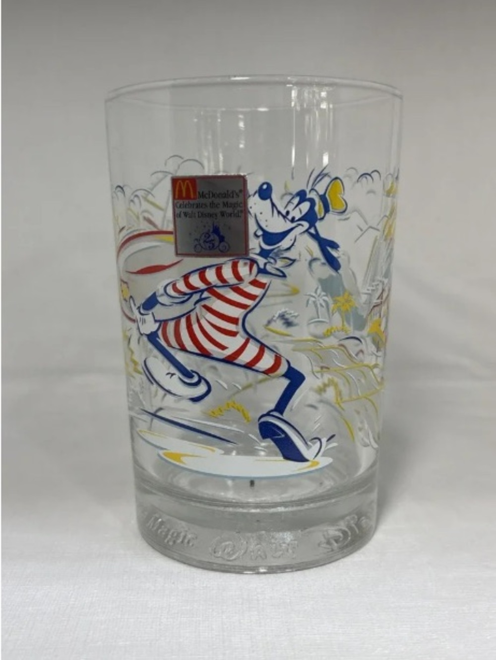 McDonald's Goofy Glass with Blue, Red, Yellow Accents